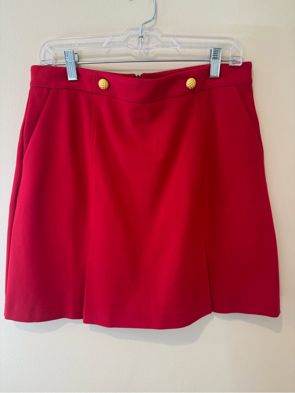CAbi Red Women's Skirt with Gold Accent Buttons